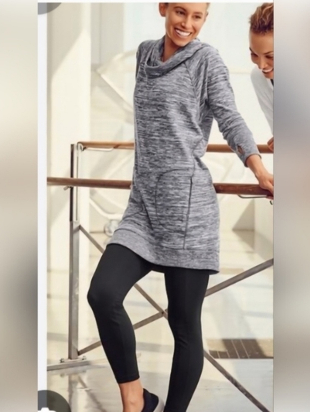 Gray Cowl Neck Athleta Dress  Tunic Sz S